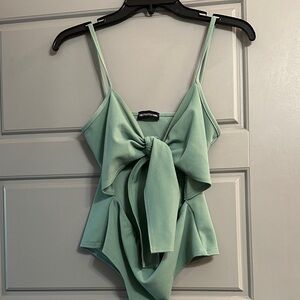 PrettyLittleThing Sage Green Bow Bodysuit